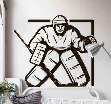 Ice Hockey Keeper in Net wall decal - TenStickers