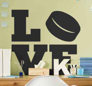 Love ice hockey puck wall sticker - TenStickers