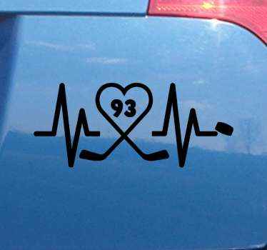 Heart Pulse Hockey car sticker - TenStickers
