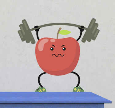 Apple weightlifting wall sticker - TenStickers