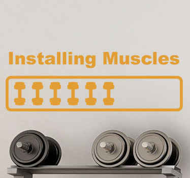 Installing Muscles Fitness wall sticker - TenStickers