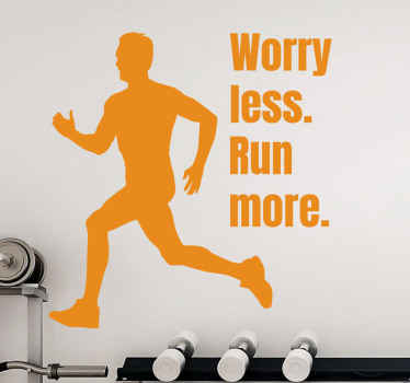Worry Less Run More Fitness quote wall stickers - TenStickers