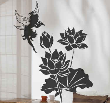 Lotus and fairy flower wall sticker - TenStickers