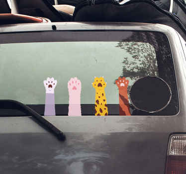 Vinilo para coches patas gato coloridas - TenVinilo