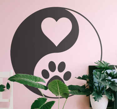 Sticker Patte et coeur imprimé yin yang - TenStickers