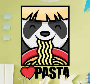 Sticker gastronomie pâtes aimant les pandas - TenStickers