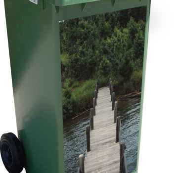 Scenic Wooden Path recycling decal for bin - TenStickers