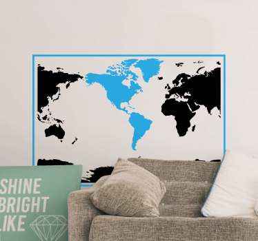 Coloured American world map sticker - TenStickers