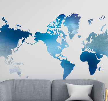 Blue Shade America World Map sticker - TenStickers