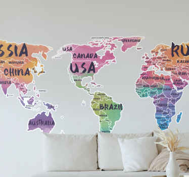 Paint Effect America World map  sticker - TenStickers