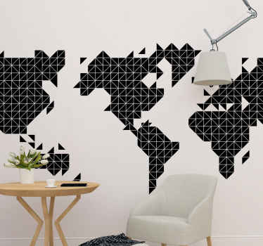 geometric triangles world map wall sticker - TenStickers