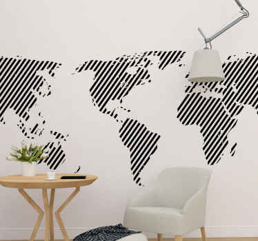 Diagonal stripe America world map wall sticker - TenStickers
