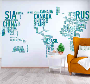 World America World Map world map wall sticker - TenStickers