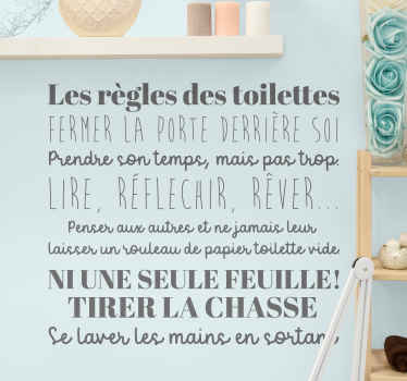 Sticker Texte Salle de bain Règles - TenStickers