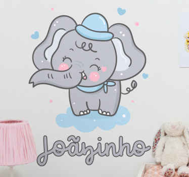 Vinilo infantil elefante nórdico con nombre - TenVinilo