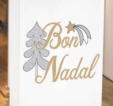 Pegatinas de navidad Bon nadal con árbol y estrella fugaz - TenVinilo