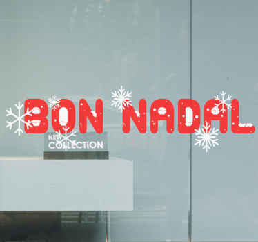 Vinilo escaparate navidad bon nadal con copos nieve - TenVinilo
