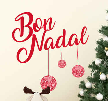 Vinilo navidad bon nadal con bolas de navidad - TenVinilo