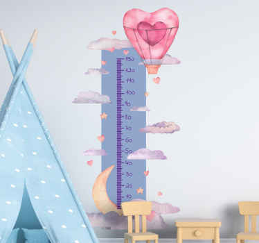 Vinilo medidor infantil globo corazón volando - TenVinilo