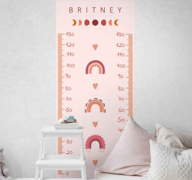 パーソナライズされたピンクの高さチャートウォールステッカー - TENSTICKERS