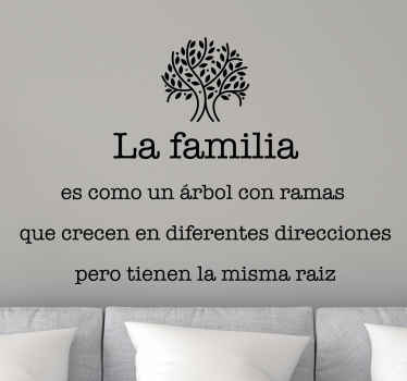 Vinilo hogar La familia es como un árbol con ramas - TenVinilo