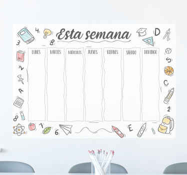 Pizarra adhesiva para despacho plan de semana - TenVinilo