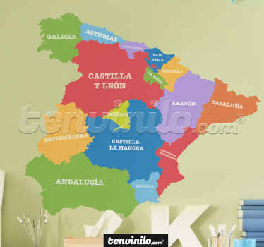Vinilo mapamundi Regiones de españa - TenVinilo