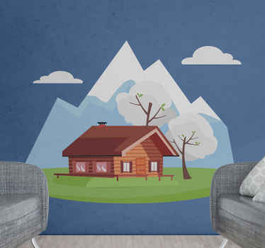 Mountains And Country House nature wall sticker - TenStickers