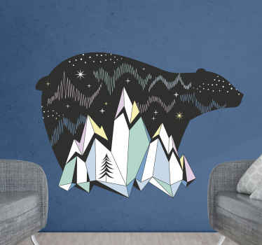 Design of a bear-shaped mountain nature decal - TenStickers
