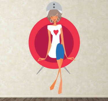 Playful Woman Sitting character sticker - TenStickers