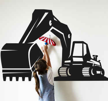 Excavator big black children bedroom sticker - TenStickers