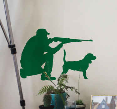 Vinilo persona Cazador y perro - TenVinilo