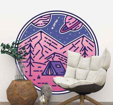 mountains pink nature wall sticker - TenStickers