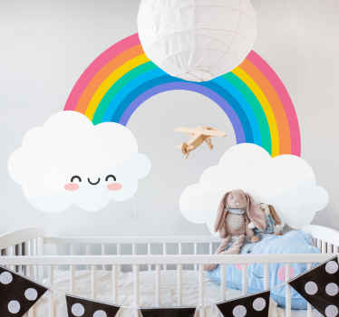 Rainbow with clouds on the sides cartoon decal - TenStickers