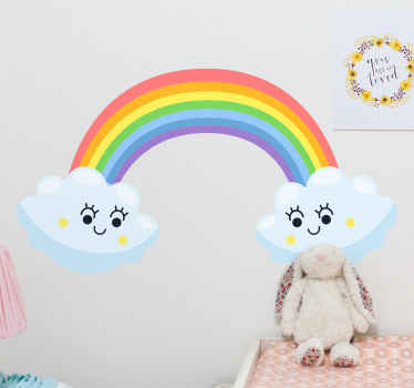 Clouds rainbow looking each other cartoon decal - TenStickers