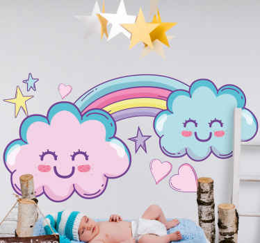 Sticker Dessin Nuages et arc-en-ciel mignons - TenStickers