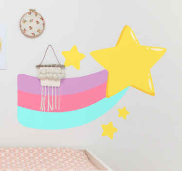Rainbow with stars cartoon sticker - TenStickers