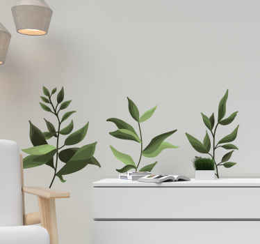 Naljepnica na zidu oslikano lišće - TenStickers