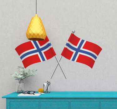 Norsk flagg klistremerke på tvers - Tenstickers
