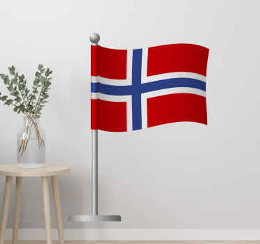 Norsk flagg på pinneveggklistremerke - Tenstickers