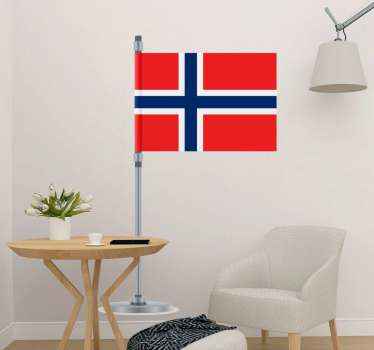 Norsk flagg på pinne grunnlovsdagsdekal - Tenstickers