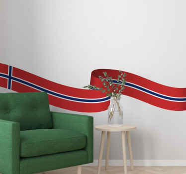 Norsk flagg bølger veggoverføringsbilde - Tenstickers