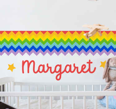 Zig zag personalised rainbow wall sticker - TenStickers