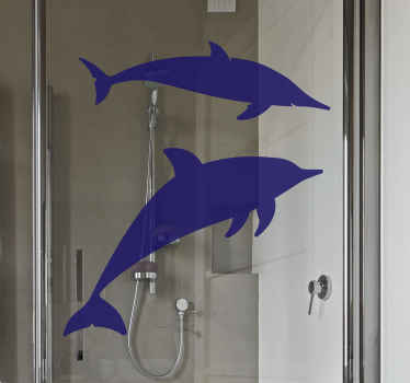 Dolphin  silhouette shower screen sticker - TenStickers