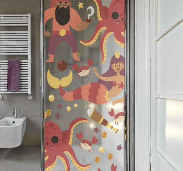 Pirate Octopus shower screen sticker - TenStickers