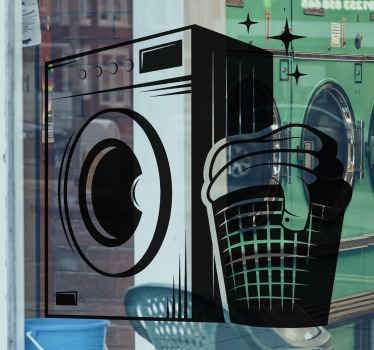 αυτοκόλλητο βιτρίνας στυλ vintage δωμάτιο πλυντηρίου - TenStickers