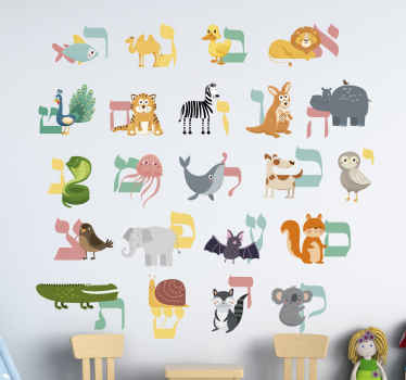 Hebrew alphabet vinyl sticker - TenStickers