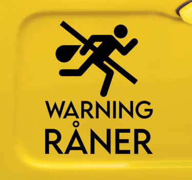 Advarsel råner skilt bil klistremerke - Tenstickers