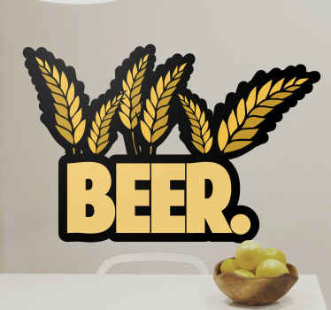 Beer with wheat. drink sticker - TenStickers