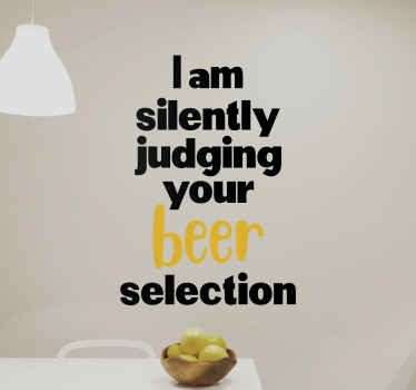 Silently judging beer drink sticker - TenStickers